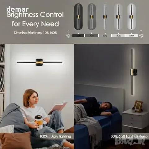 Безжичен LED аплик WL133A1 с дистанционно и акумулаторна батерия, снимка 2 - Лампи за стена - 55807535