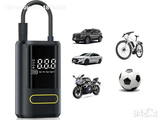 Електрическа помпа за гуми Verk Group 150 PSI / 10 Bar с LCD дисплей, снимка 5 - Аксесоари и консумативи - 55849148