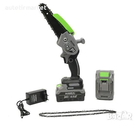 Акумулаторен мини верижен трион 24V 4Ah с 15 см – HW-3004