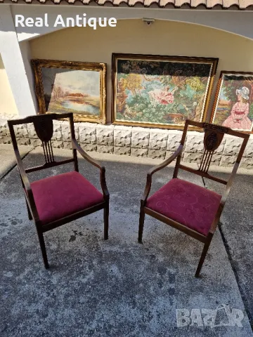 Прекрасен чифт антикварни немски столове кресла Biedermeier , снимка 1