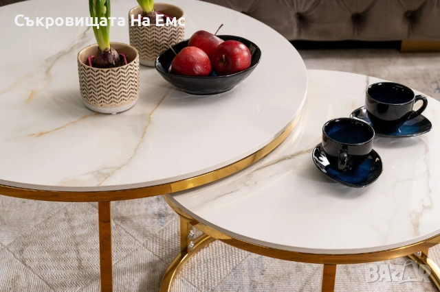 Комплект 2броя Холни маси Дион/ Dion Ефект бял мрамор Комплект 2броя Холни маси Дион, снимка 3 - Маси - 53714594