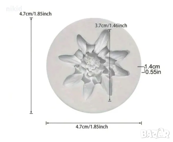 лотос лотус Еделвайс цвете тънки дълги листенца силиконов молд за фондан украса торта декорация , снимка 6 - Форми - 17181095