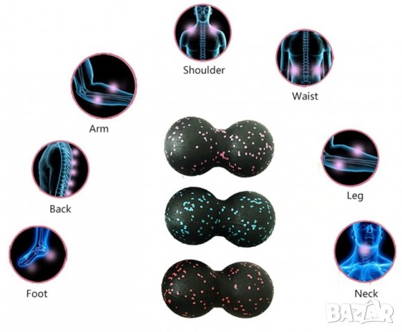 Ново! Двойна масажираща топка за йога, Двойно масажно топче за йога, масажор, топка за масаж, снимка 4 - Масажори - 34284854