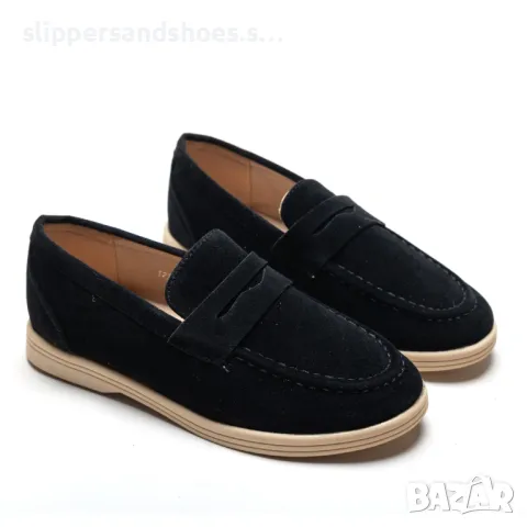 Детски мокасини в черен и бежов цвят