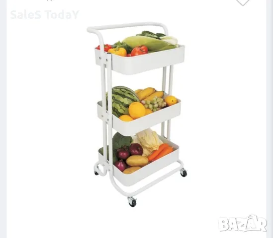 Количка с колелца за фризьорски салон, Помощен рафт, метална, черна, 3 рафта, 44x36x82см, снимка 7 - Аксесоари за кухня - 42185813