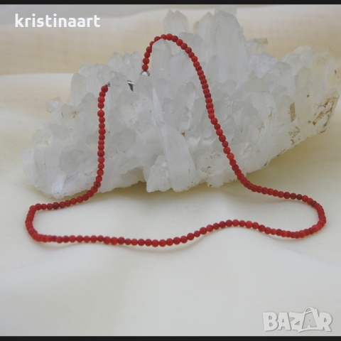 Колие от червен корал ,3-4мм