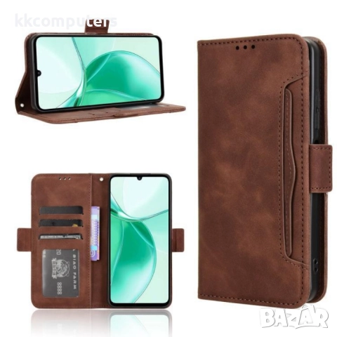 Кожен калъф Портфейл за ZTE Blade A35e- Магнитен клипс, Държач за карти и Стойка, вкл. Протектор, 5 , снимка 4 - Калъфи, кейсове - 52525267