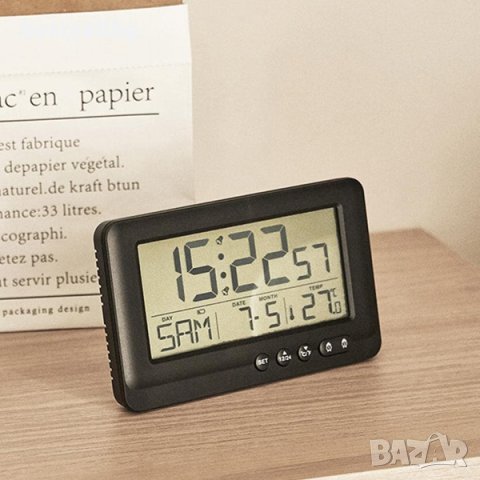 Електронен светещ часовник с термометър будилник аларма с осветление, снимка 6 - Други - 40998410