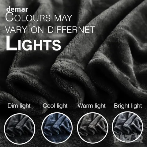 Bedbric Сиво шалте, пухкав полар за дивани и легла - 400 г/м² единично, 130 х 150 см - уютно и топло, снимка 4 - Други - 49930889