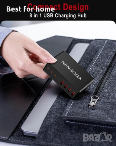 100 W 8-портово USB C зарядно устройство, снимка 6 - Друга електроника - 52325994