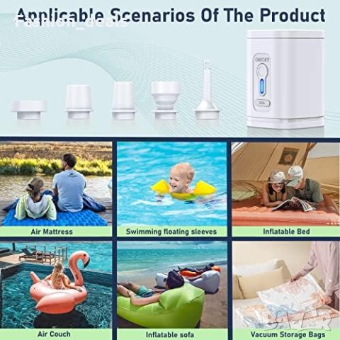 Нова Електрическа въздушна помпа за надуваеми предмети/1600mAh Топки Матраци , снимка 4 - Други спортове - 41519662