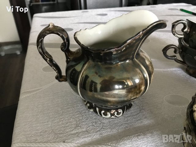 Немски костен порцелан посребрен ,1900г , снимка 8 - Сервизи - 34293935