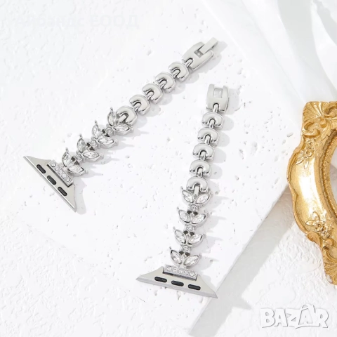 DIAMOND каишка с кристали за Apple Watch ULTRA/SE/11/10/9/8/7/6/5/4/3, снимка 4 - Каишки за часовници - 49456612