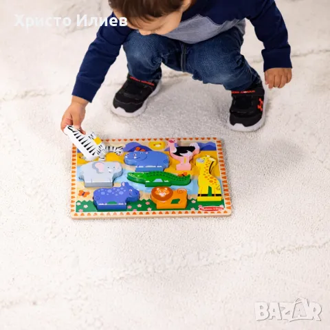 Дървен пъзел с животни Melissa and Doug Сафари 8 части, снимка 9 - Игри и пъзели - 49728539
