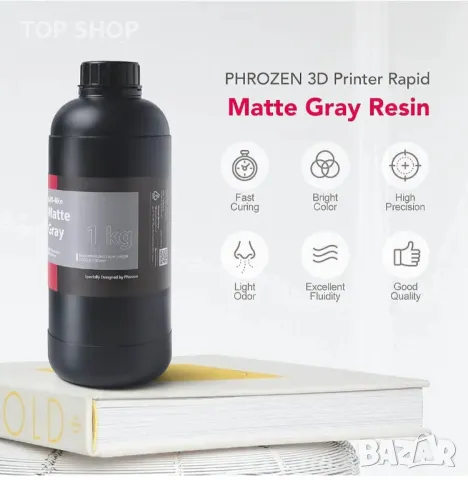 Смола за 3D принтери Phrozen ABS-Like Resin Сива 1 кг., снимка 6 - Консумативи за принтери - 48934702