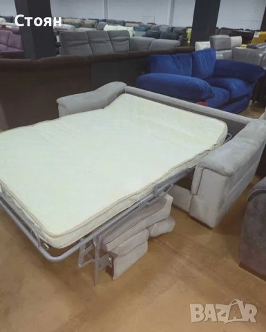 Сив диван от плат тройка с функция сън, снимка 2 - Дивани и мека мебел - 41450820
