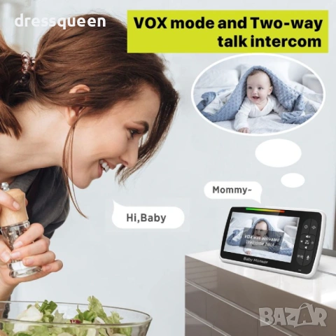  4693 SM650 Видео бебефон с LCD цветен екран, нощно виждане и двупосочно аудио, снимка 4 - Бебефони - 53747614