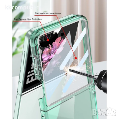 Samsung Galaxy Z Flip7 FE 5G / Z Flip6 5G PC Калъф с протектор от закалено стъкло , снимка 5 - Калъфи, кейсове - 51415533