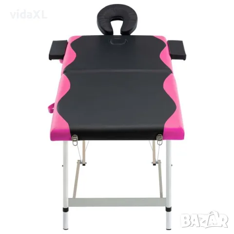 vidaXL 2-зонова сгъваема масажна кушетка, алуминий, черно и розово（SKU: 110232）, снимка 2 - Други - 56063230