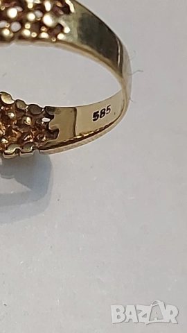 Старинен златен пръстен с естествени рубини, снимка 7 - Пръстени - 53177339