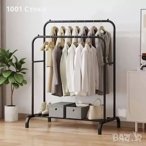 Подсилен Двоен Стоманен Щендер за Дрехи и Обувки , Стабилна Желязна Конструкция до 50кг с, снимка 5 - Други - 50434171