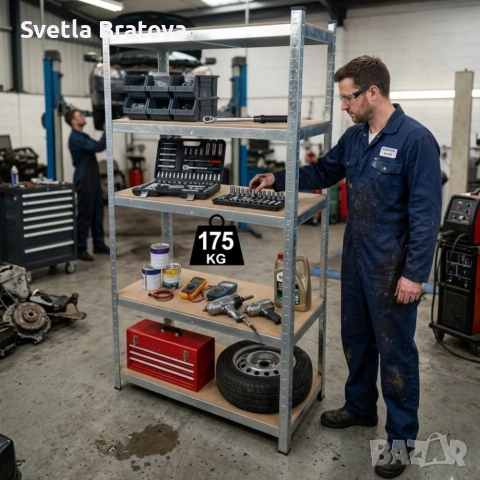 Практичен рафт на 5 нива с товаропиносимост до 175кг - лесен монтаж и стабилност, снимка 4 - Други стоки за дома - 53813547