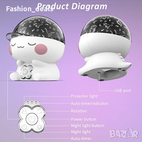 Нова нощна светлина проектор за деца Динозавър/3-7год./Детска стая декорация, снимка 3 - Други - 41551236