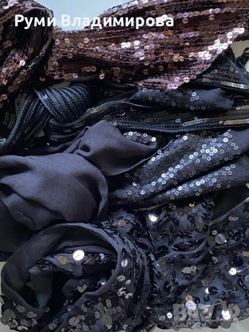 Шал с пайети в черно и кафяво/ различни видове, снимка 2 - Шалове - 47544666