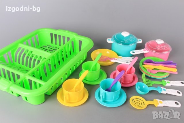 Реалистичен детски сушилник с много съдове и прибори, снимка 2 - Играчки за стая - 42038045