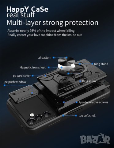 Samsung Galaxy A14 A34 A54 / RING CARD SLOT Удароустойчив кейс, снимка 5 - Калъфи, кейсове - 40295036