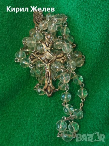 СТАРА КАТОЛИЧЕСКА ОГЪРЛИЦА - БРОЕНИЦА КРИСТАЛНА с РАЗПЯТИЕ и ИКОНКА 22872, снимка 15 - Антикварни и старинни предмети - 33434909