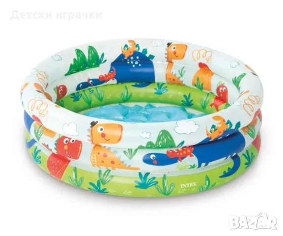 Бебешки надуваем басейн Intex с меко дъно, 61 х 22 см, PVC, динозаври , снимка 3 - Басейни и аксесоари - 49923151