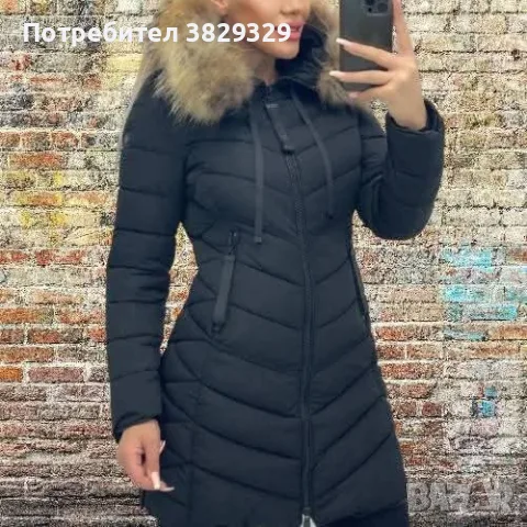 ДАМСКО ЗИМНО ЯКЕ С КАЧУЛКА С ЕСТЕСТВЕН КОСЪМ РАЗМЕРИ - S,M,L,XL,XXL 