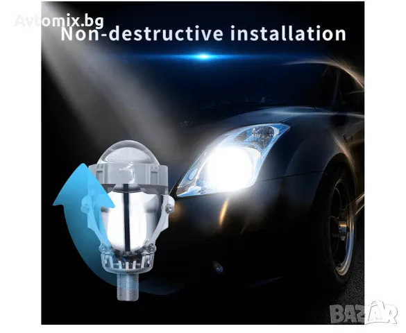 Комплект от 2бр. Bi-LED диодни лупи за вграждане във фарове с къси и дълги светлини 2.5"инча 80W 700, снимка 6 - Аксесоари и консумативи - 49662151