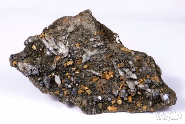 Голяма друза с калцит, пирит, галенит и кварц 771g