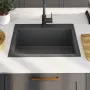 vidaXL Ръчно изработена кухненска мивка, черна, неръждаема стомана, снимка 3