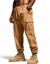 Мъжки ленени ежедневни спортни панталони с маншети и с множество джобове, 4цвята , снимка 12