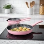 Комплект тигани Cheffinger розово с мраморно покритие – 3 части- розов цвят, снимка 2
