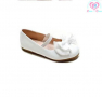 Официални обувки - балеринки за момиче, бели с панделка DOREMI, снимка 1 - Детски обувки - 36309702