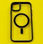 калъф за iPhone 11 прозрачен твърд с черна силиконова рамка MagSafe, снимка 1 - Калъфи, кейсове - 42622240