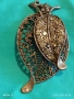 ВИНТИДЖ БРОШКА с ЛИСТА и КРИСТАЛИ ФИЛИГРАННА АРТ ДЕКО 52160, снимка 9