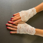 Елегантни дантелени бели/булчински ръкавици без пръсти-код 8603, снимка 2