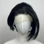 Къса черна перука с дантела 13x4 - скосен боб, естествен ефект, снимка 1