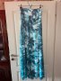Ефирна дълга тюркоазена  елегантна ежедневна рокля тропик палми тропически принт , снимка 3