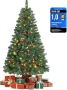 SONGMICS Изкуствена коледна елха със светлини - Висока 180 см - PVC накрайници с метална стойка - Бъ, снимка 2