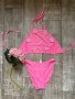 Кокетен цикламено неоново розов бански костюм с 3D 3Д цветя размер М , снимка 7