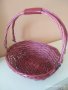 Плетена розова кошница, снимка 1 - Декорация за дома - 41999295