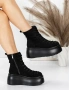 Боти на платформа - черен велур - 56WL11 , снимка 1