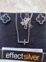Сребърен Комплект обици Van Cleef със синджирче с кръст с камъче!, снимка 2