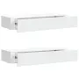 vidaXL Стенни рафтове с чекмеджета, 2 бр, бели, 60x23,5x10 см, МДФ, снимка 1